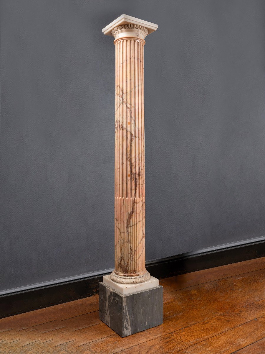 Polychrome Column In Italian Marbles - Late 18th Century  