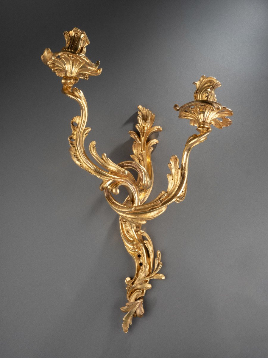 Four Ormolu Louis XV Wall Lights-photo-3