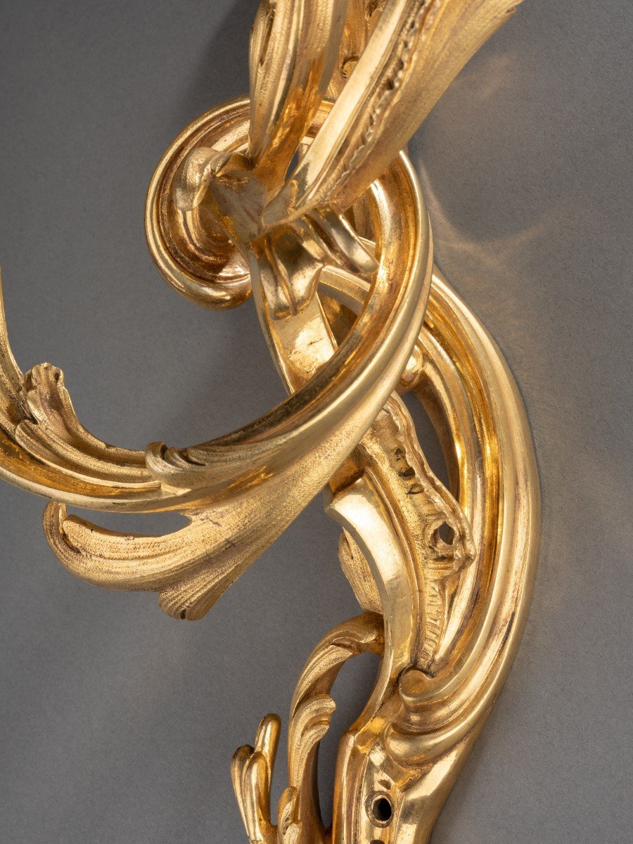 Four Ormolu Louis XV Wall Lights-photo-4