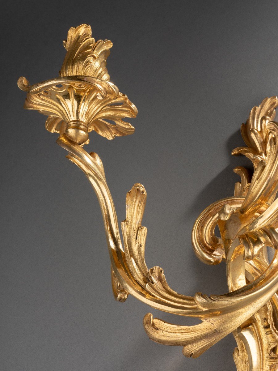 Four Ormolu Louis XV Wall Lights-photo-4