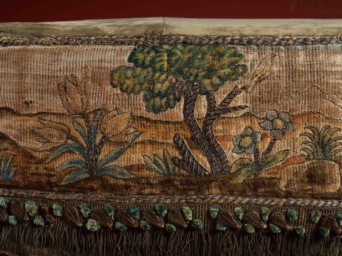 Accent-table/settee In The Taste Of Renzo Mongiardino, With 17th Century Flemish Embroidery-photo-4