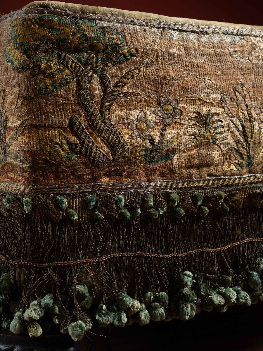 Accent-table/settee In The Taste Of Renzo Mongiardino, With 17th Century Flemish Embroidery-photo-3