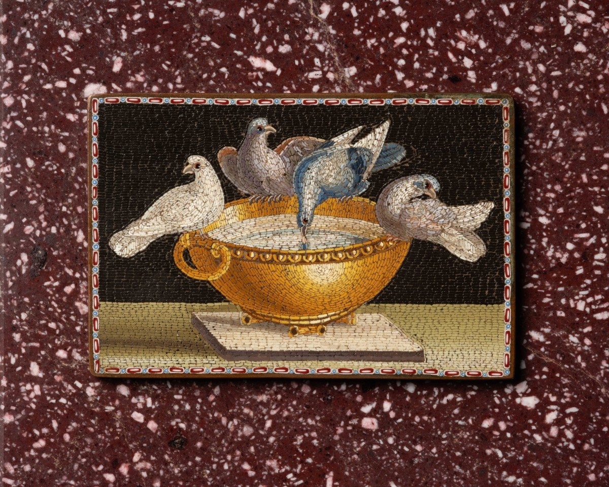 Micromosaic Of Pliny's Doves, Circle Of Giacomo Raffaelli