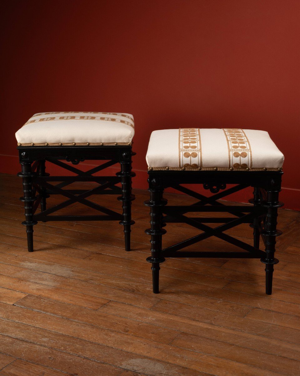 Pair Of Neo-pompeian, Napoléon III Stools -photo-2