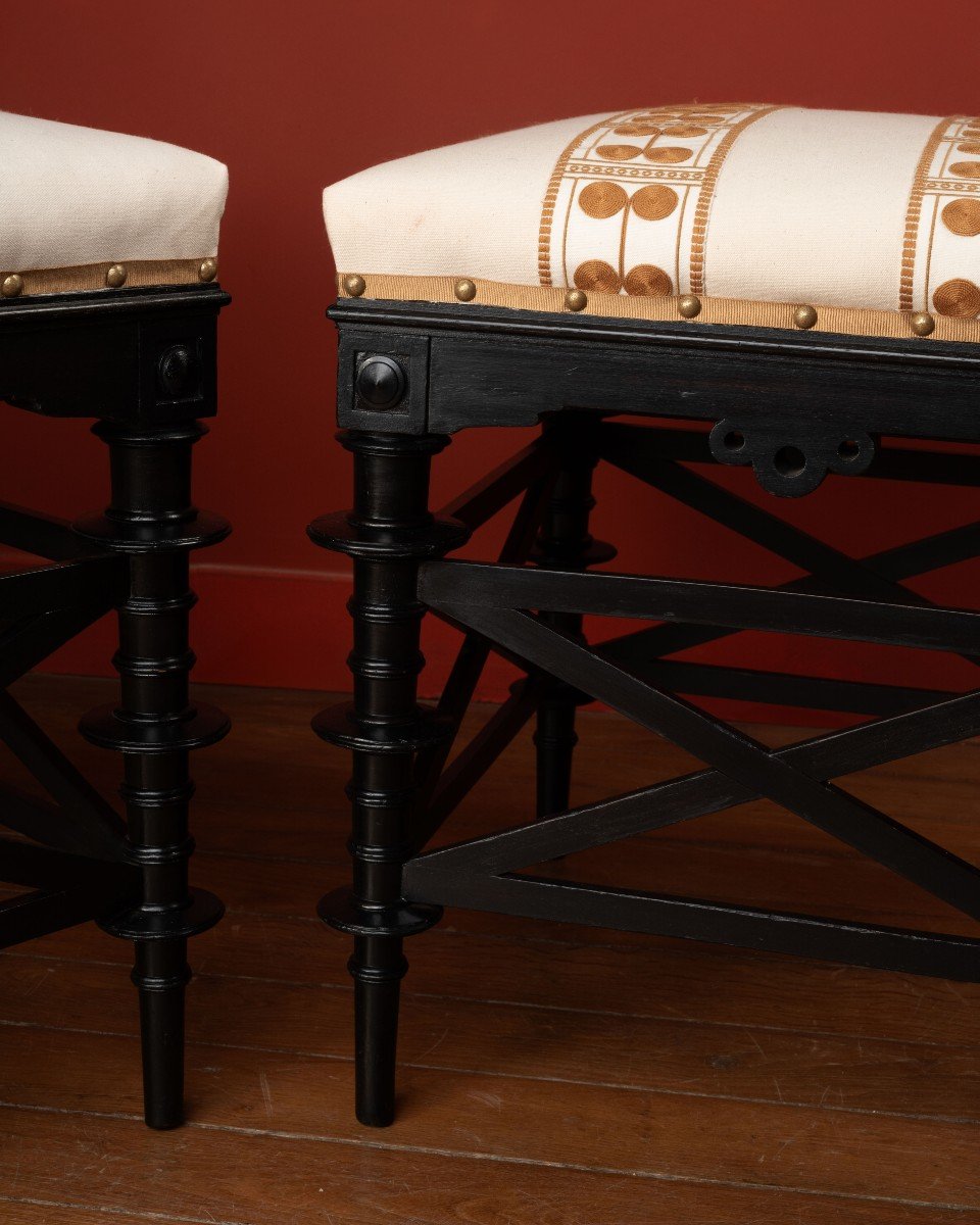 Pair Of Neo-pompeian, Napoléon III Stools -photo-3