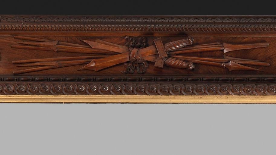 Pietro Giusti (1822-1878) - Walnut Frame Carved With Military Attributes - Siena - Circa 1850-photo-4