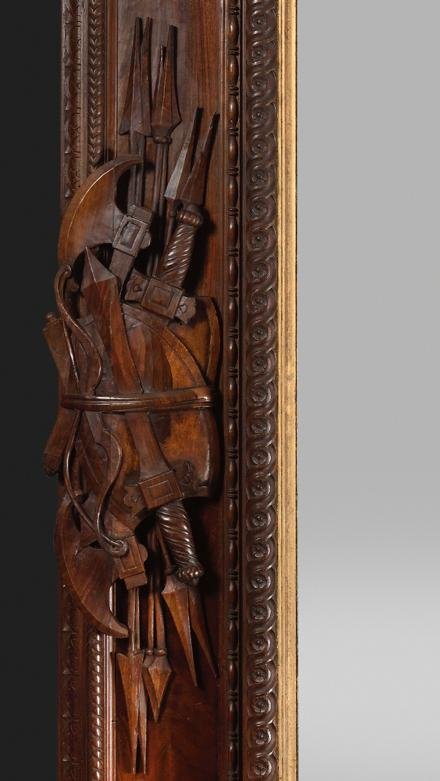 Pietro Giusti (1822-1878) - Walnut Frame Carved With Military Attributes - Siena - Circa 1850-photo-1