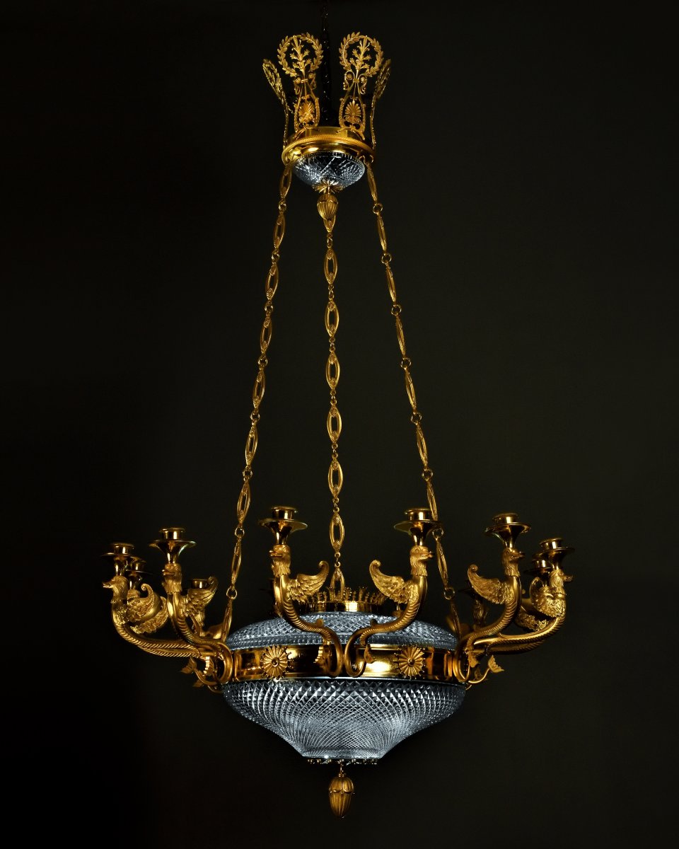 Chandelier In Cut Crystal And Gilt Bronze - St Petersburg Circa 1820 -