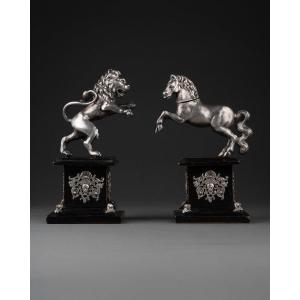 Pair Of Animal-shaped Drinking Vessels, Anonymous Augsburg Silversmith, Late 17th Century