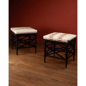 Pair Of Neo-pompeian, Napoléon III Stools 