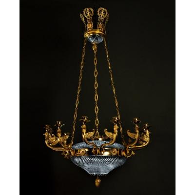 Chandelier In Cut Crystal And Gilt Bronze - St Petersburg Circa 1820 -