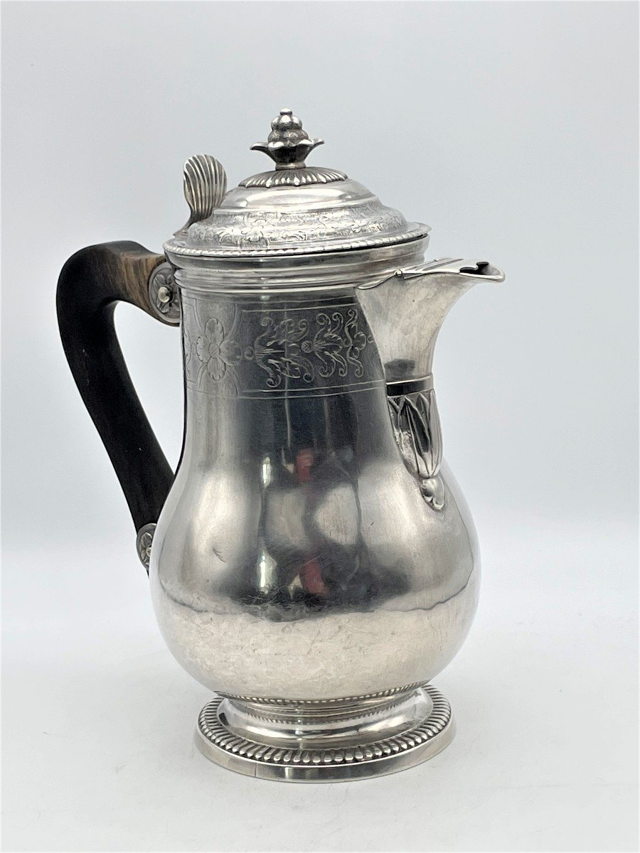 Cafetière / Pot Couvert En Argent XVIIIe Calais 1722/1738 -photo-3