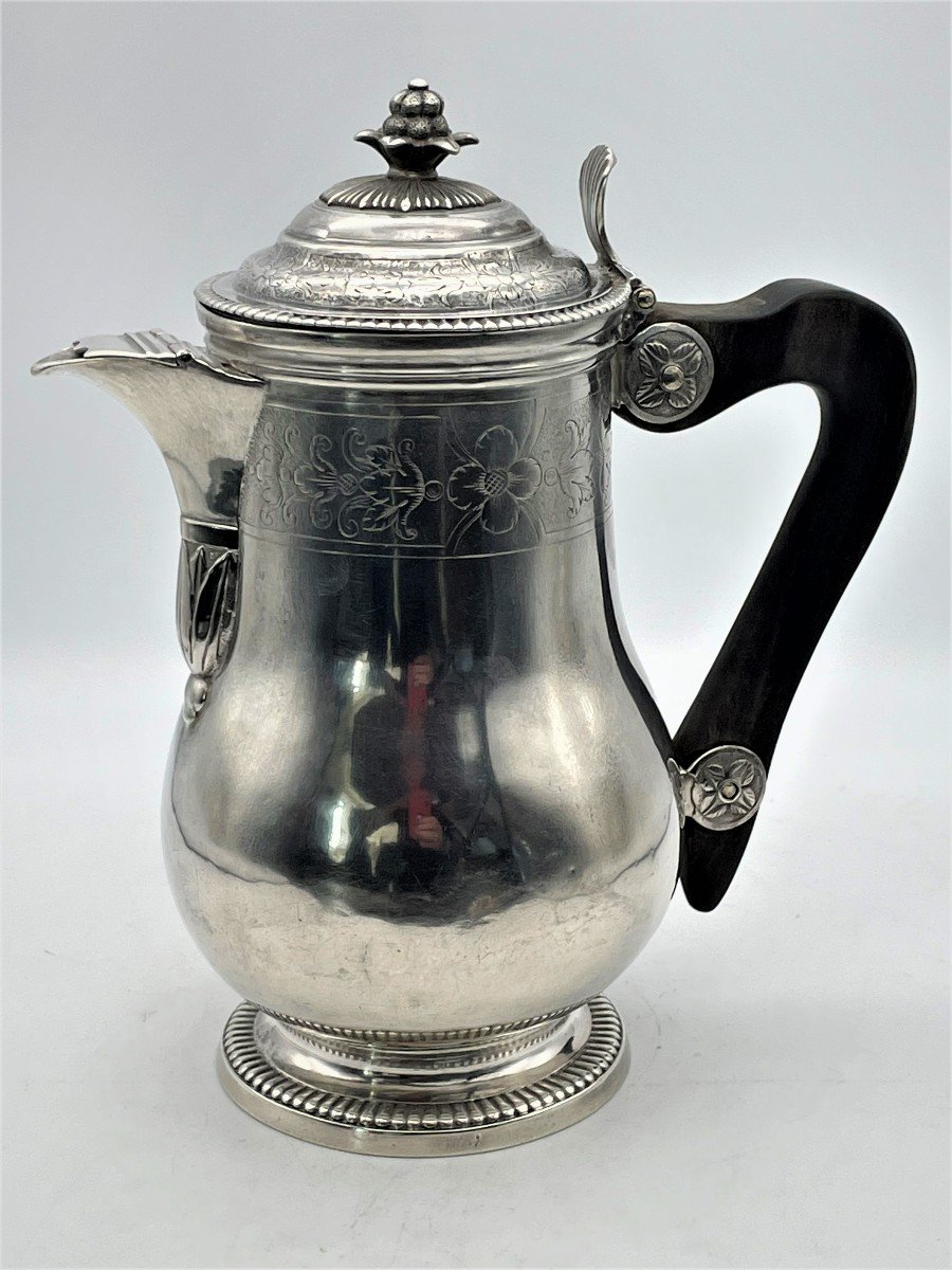 Cafetière / Pot Couvert En Argent XVIIIe Calais 1722/1738 -photo-1