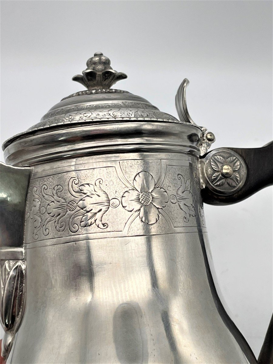 Cafetière / Pot Couvert En Argent XVIIIe Calais 1722/1738 -photo-2