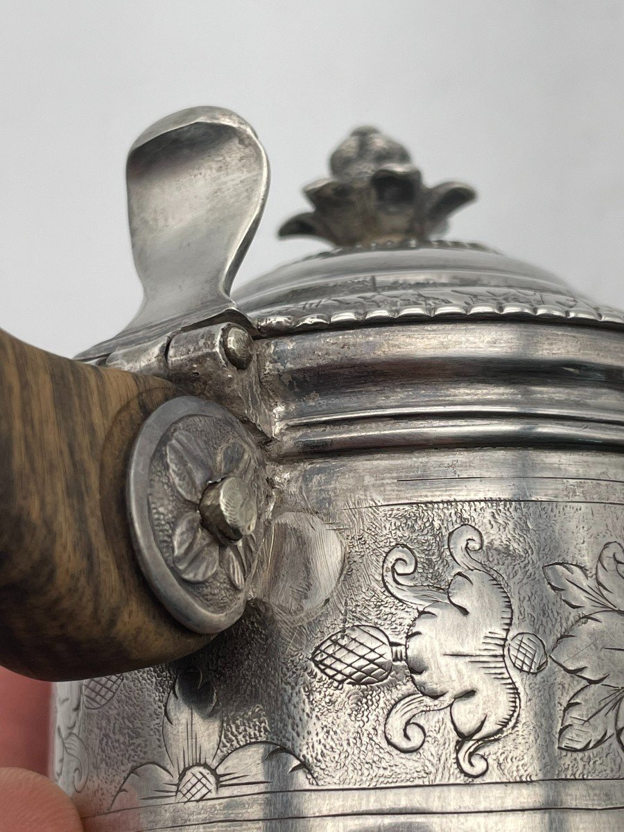 Cafetière / Pot Couvert En Argent XVIIIe Calais 1722/1738 -photo-8