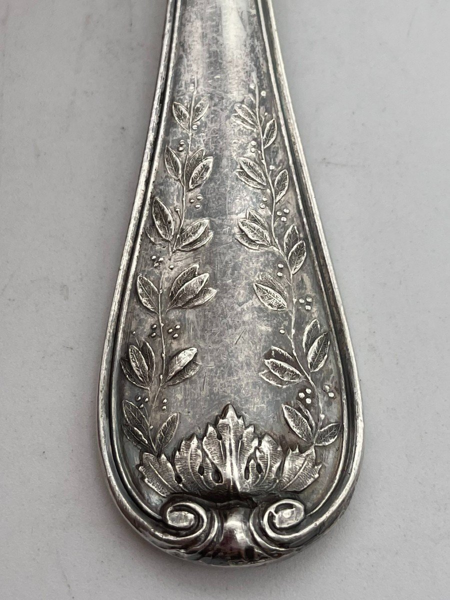 18th Century Silver Olive Spoon