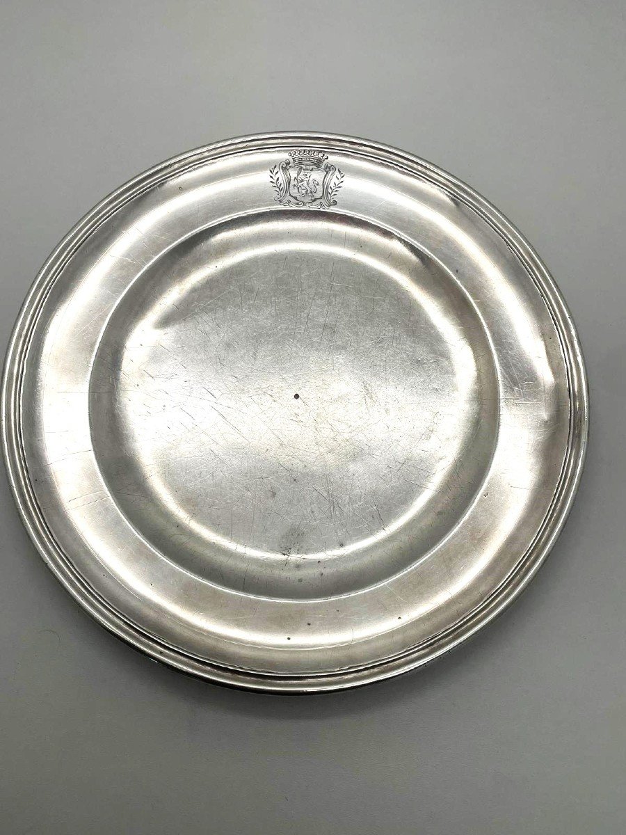 18th Century Silver Plate 1700-1701 Blancheton Coat Of Arms -photo-2