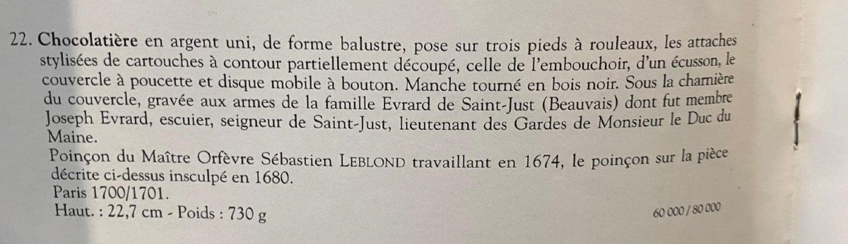 Chocolatière en argent XVIIIe Louis XIV 1700-1701 Leblond Sébastien -photo-4