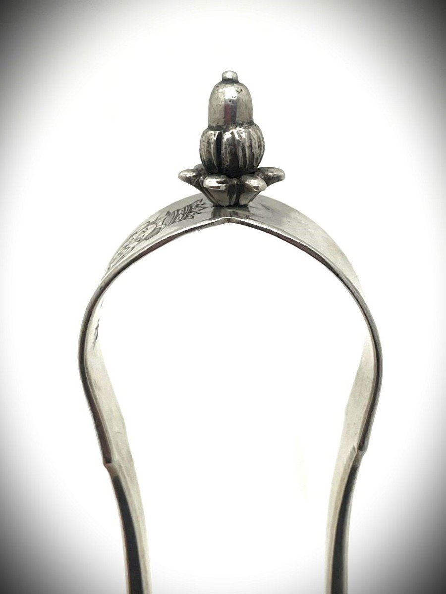 Cognac Sugar Tongs In Silver 18th Century 1766-1775 -photo-2