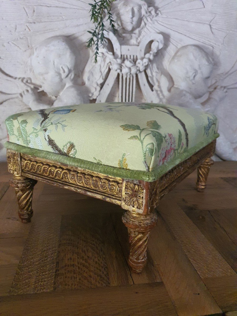 Tabouret De Pieds Bois Doré Style Louis XVI-photo-2