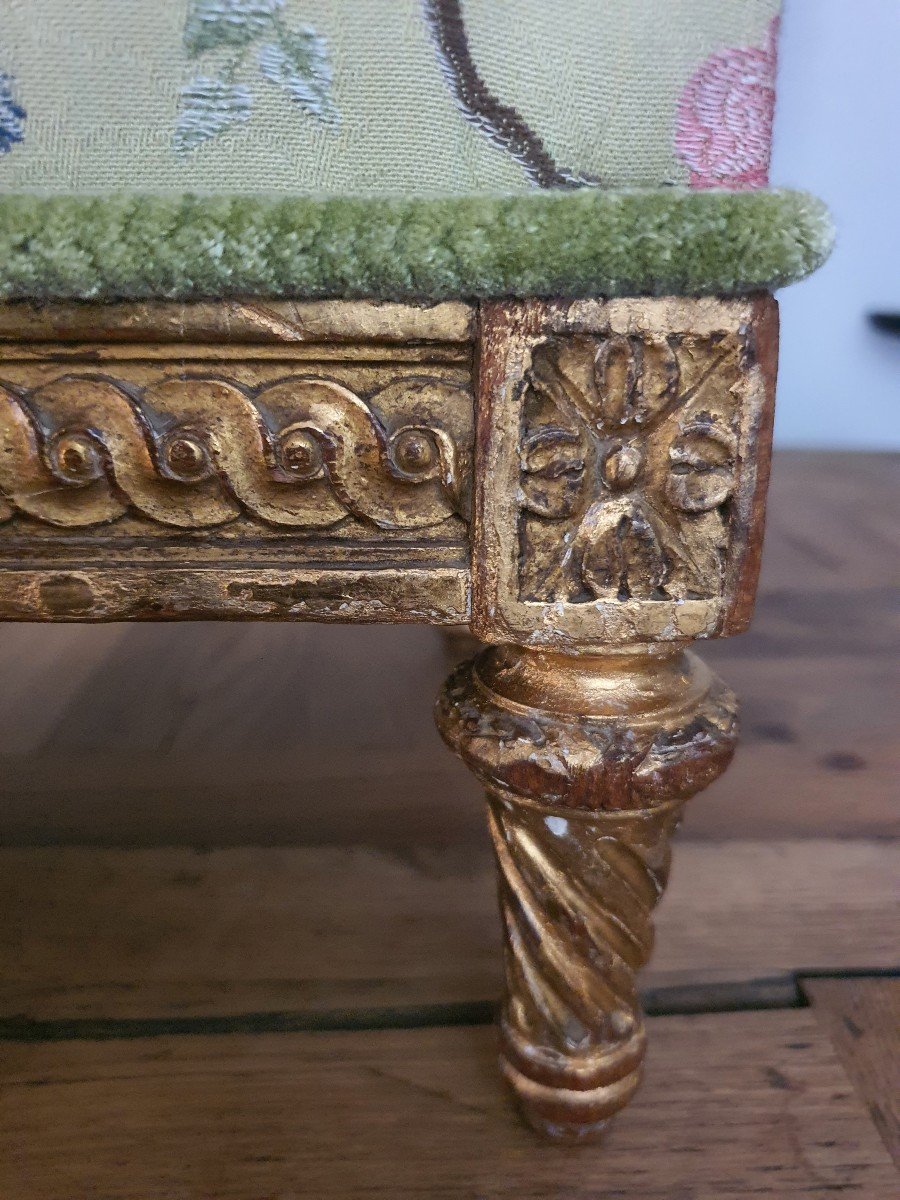 Tabouret De Pieds Bois Doré Style Louis XVI-photo-3