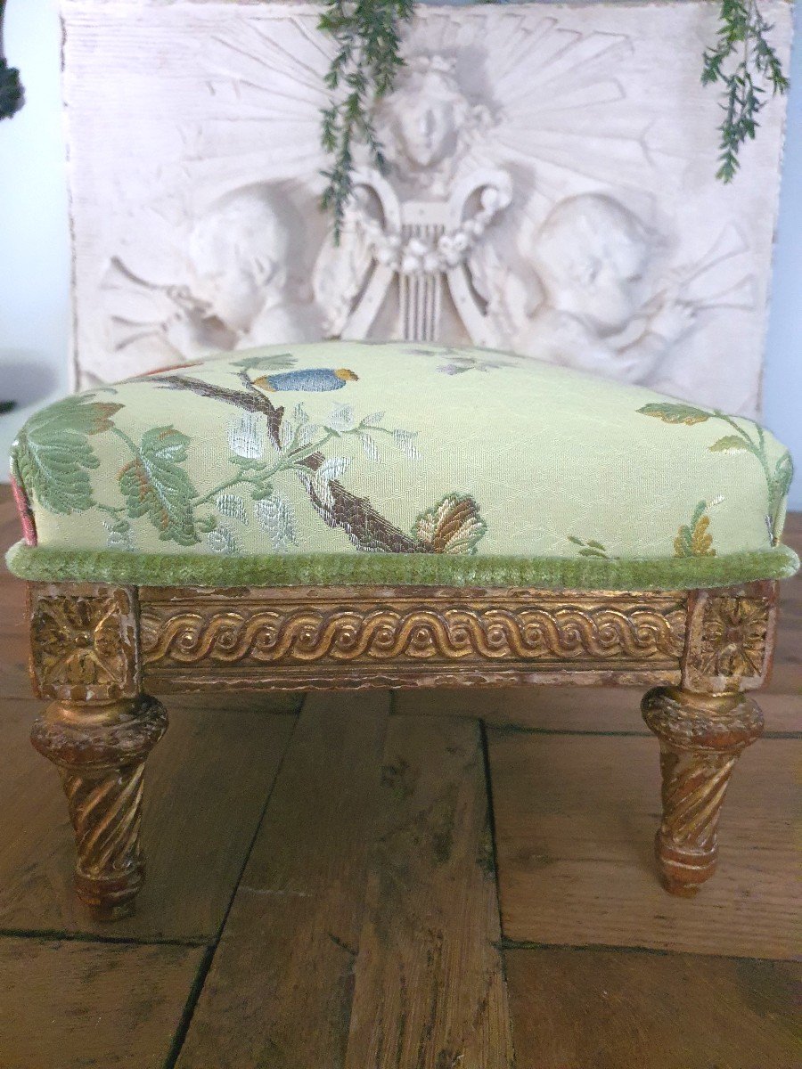 Tabouret De Pieds Bois Doré Style Louis XVI-photo-4