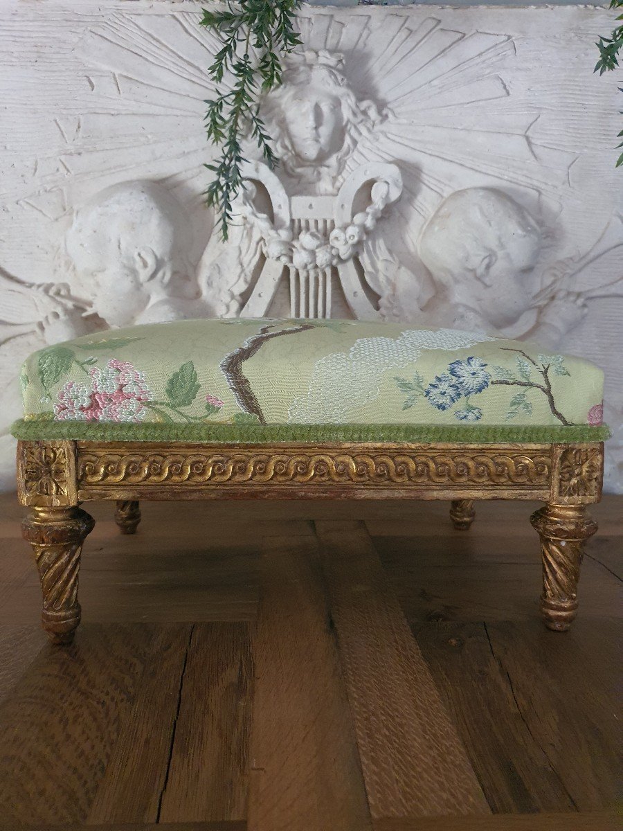 Tabouret De Pieds Bois Doré Style Louis XVI-photo-3