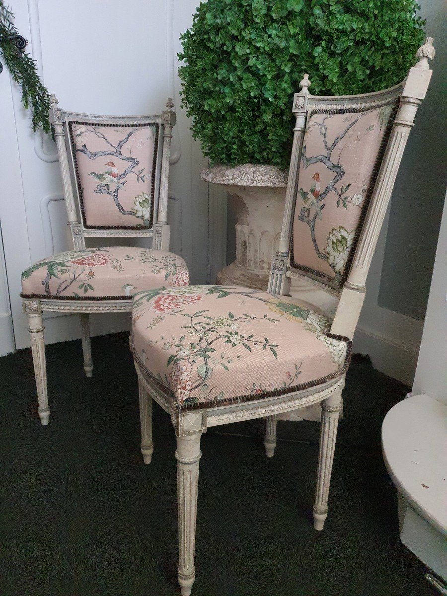 Paire Petites Chaises Style Louis XVI -photo-4