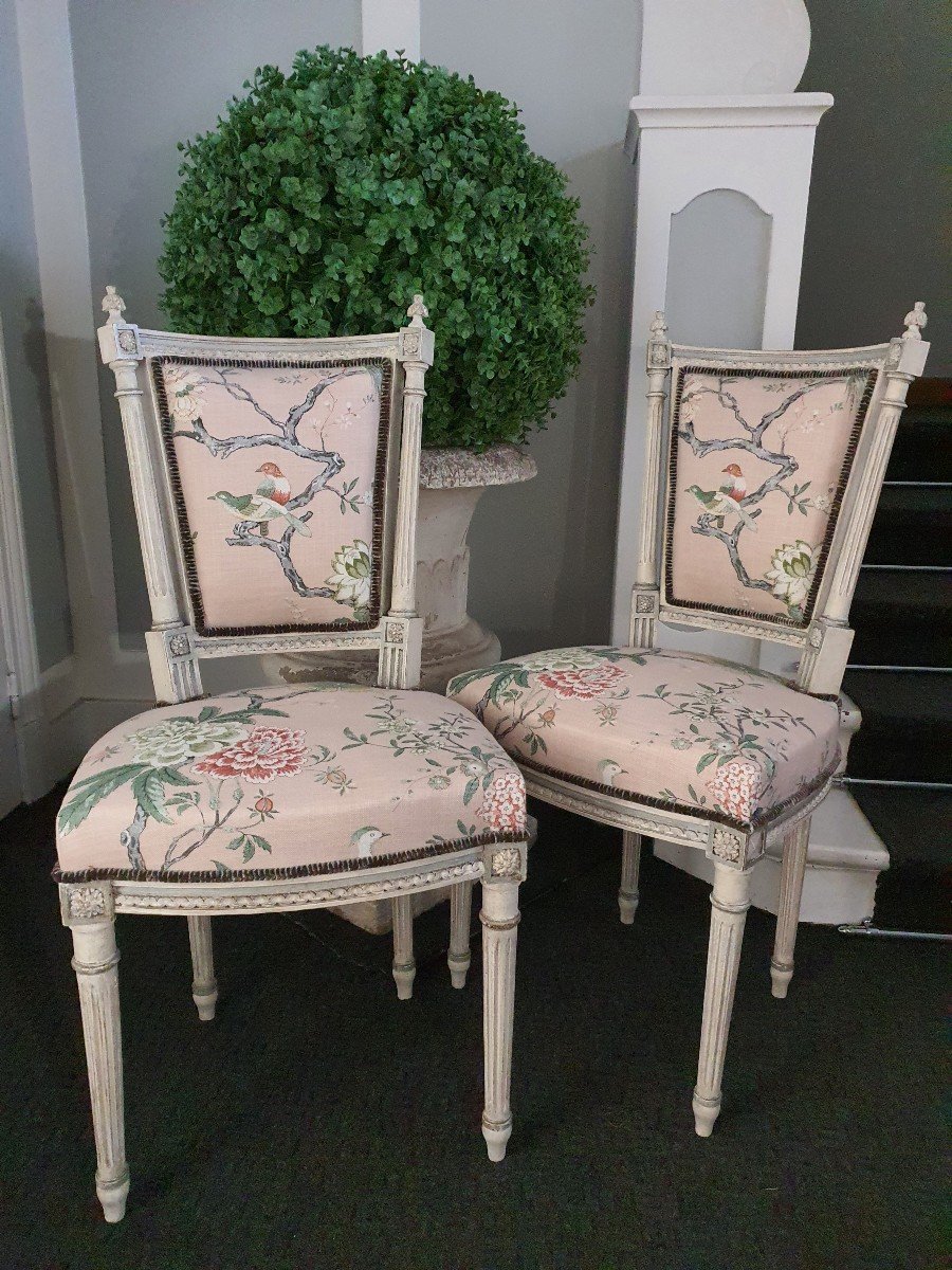 Paire Petites Chaises Style Louis XVI -photo-6