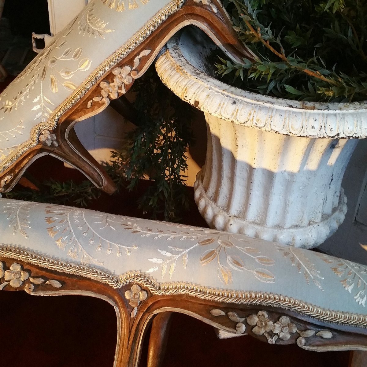 Paire Banquettes De Pieds Style Louis XV-photo-3