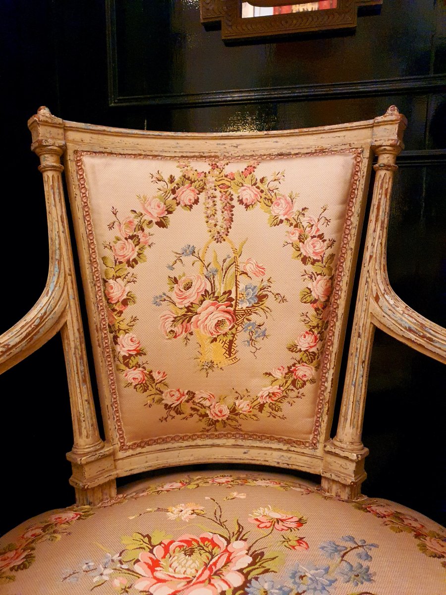 Fauteuil Cabriolet De Style Louis XVI -photo-2