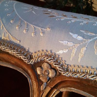 Paire Banquettes De Pieds Style Louis XV