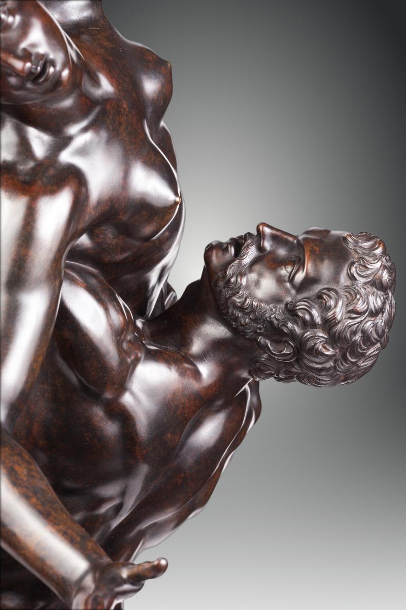 "L'enlèvement des Sabines" Grand bronze (H 120 cm) vers 1830-photo-6