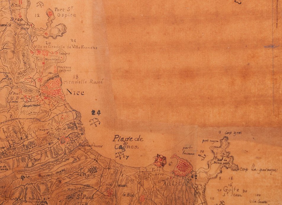 Manuscript Map Of The Riviera / Côte d'Azur 1740-1750-photo-2