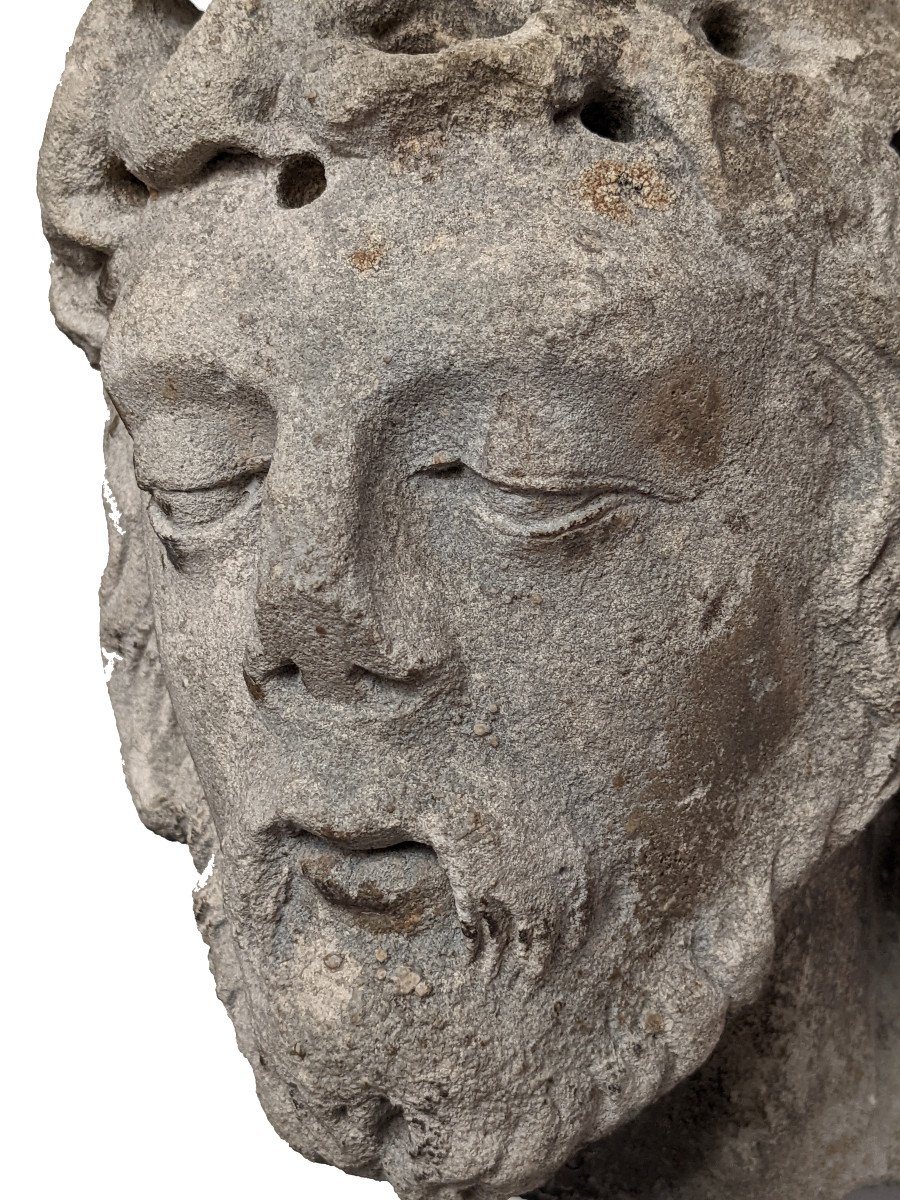 Head Of Christ In Limestone, Lorraine , XVI Th C.-photo-2