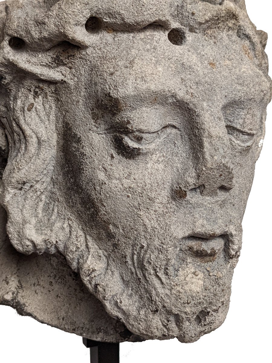 Head Of Christ In Limestone, Lorraine , XVI Th C.-photo-3