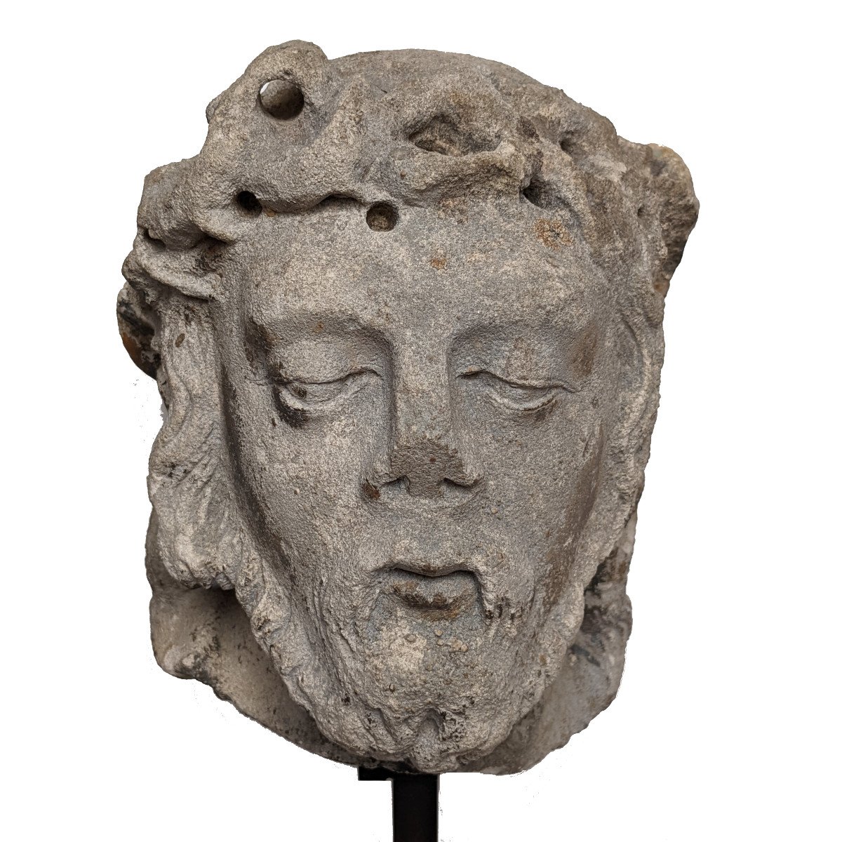 Head Of Christ In Limestone, Lorraine , XVI Th C.-photo-4