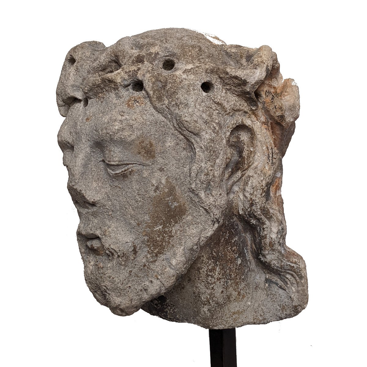 Head Of Christ In Limestone, Lorraine , XVI Th C.-photo-2