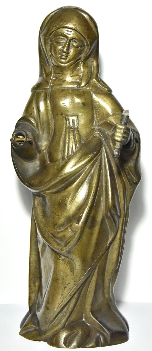 Statuette de sainte en bronze, fin du XVe siècle, Pays-Bas méridionaux-photo-2