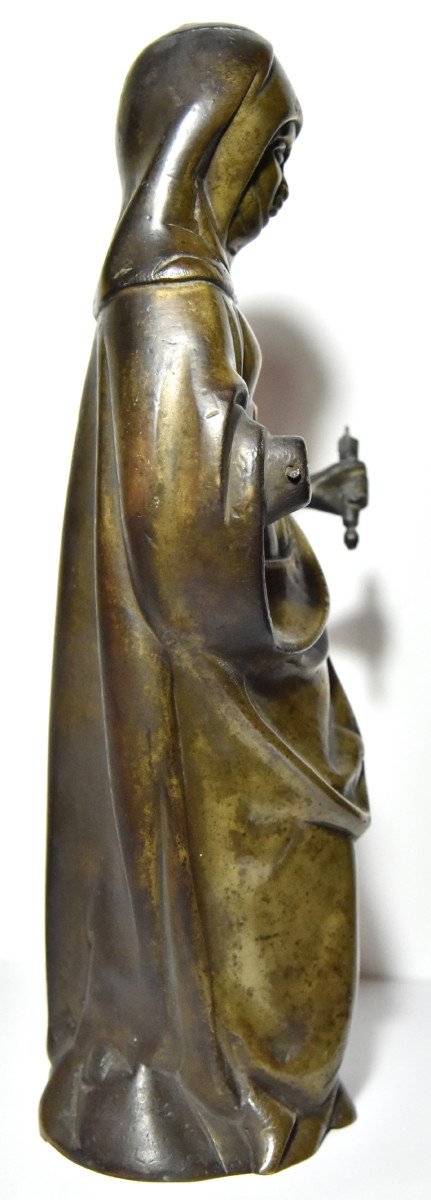 Statuette de sainte en bronze, fin du XVe siècle, Pays-Bas méridionaux-photo-2