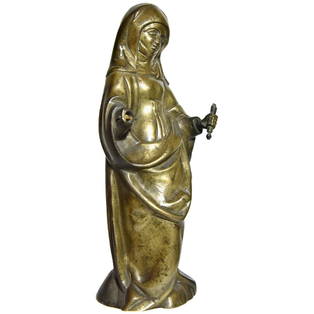 Statuette de sainte en bronze, fin du XVe siècle, Pays-Bas méridionaux