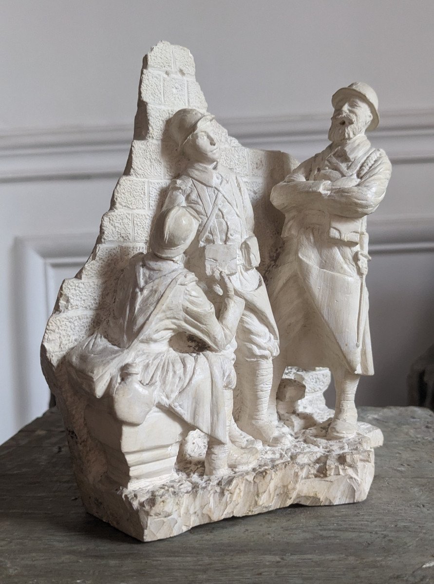 Two Original Plaster Sculptures Of Ww1 Soldiers, Hibruit, 1916-photo-3