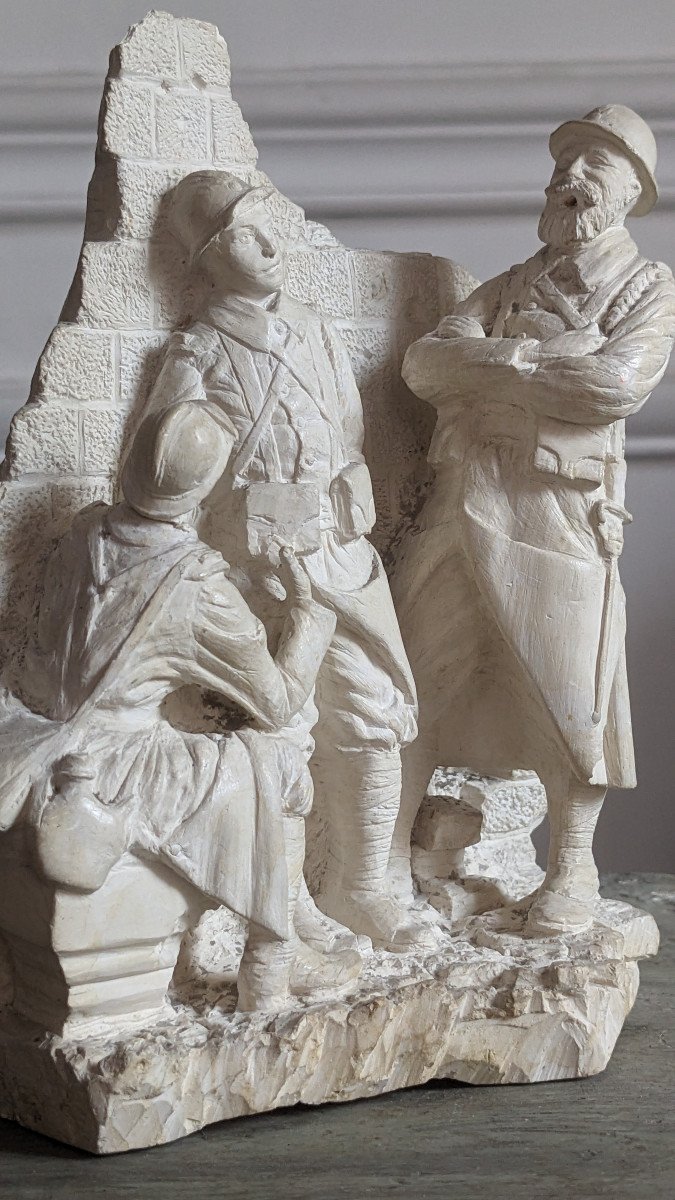 Two Original Plaster Sculptures Of Ww1 Soldiers, Hibruit, 1916-photo-1