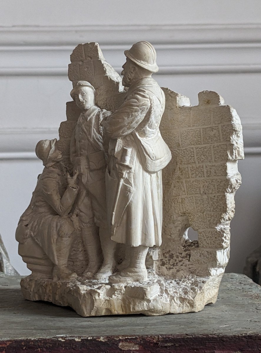 Two Original Plaster Sculptures Of Ww1 Soldiers, Hibruit, 1916-photo-3