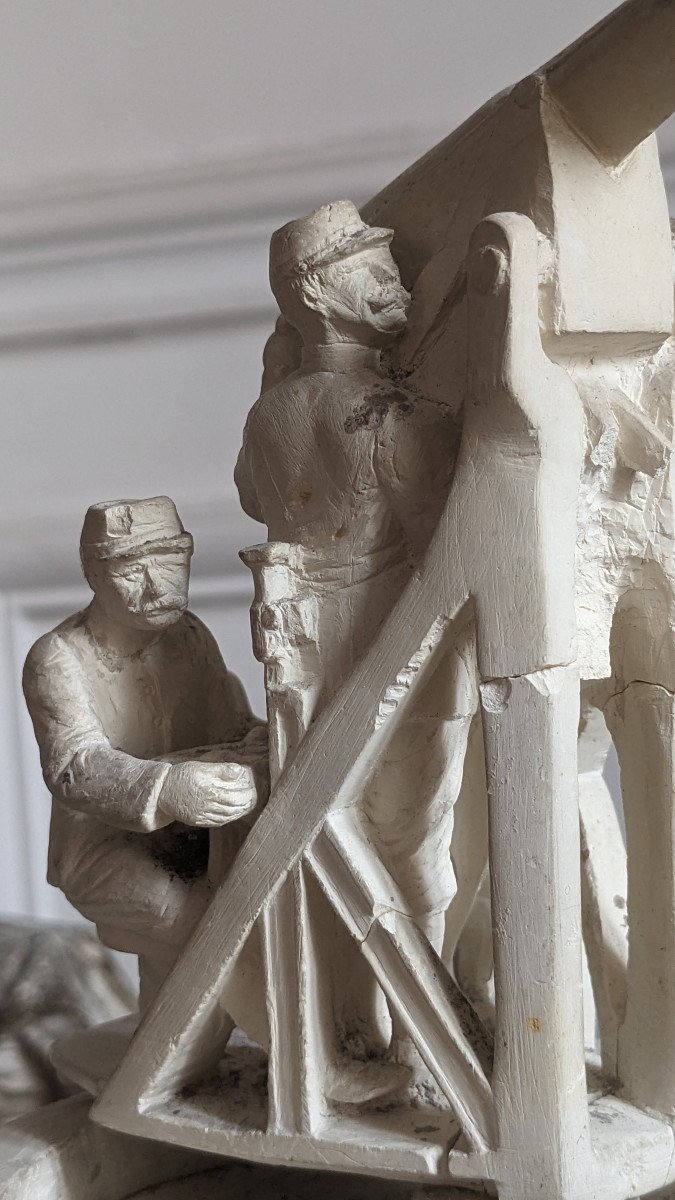 Two Original Plaster Sculptures Of Ww1 Soldiers, Hibruit, 1916-photo-5