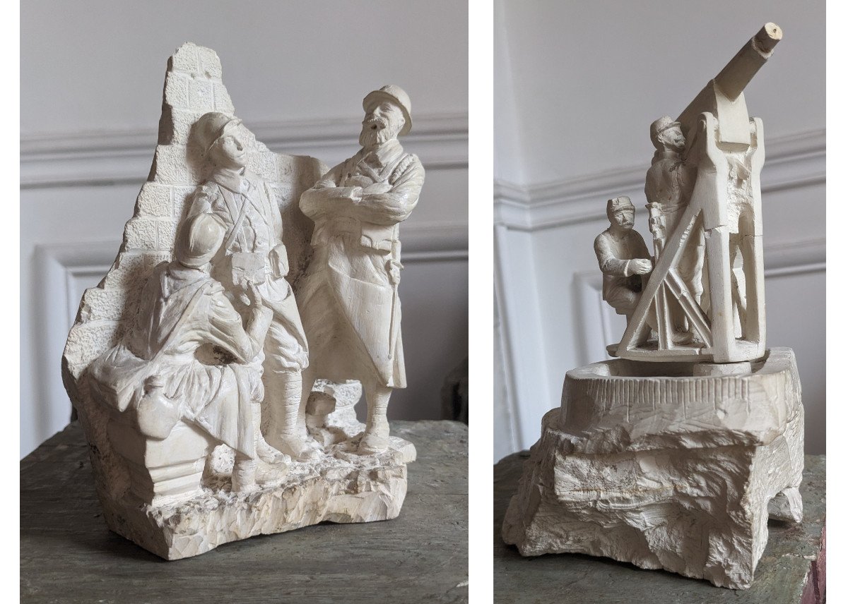 Two Original Plaster Sculptures Of Ww1 Soldiers, Hibruit, 1916