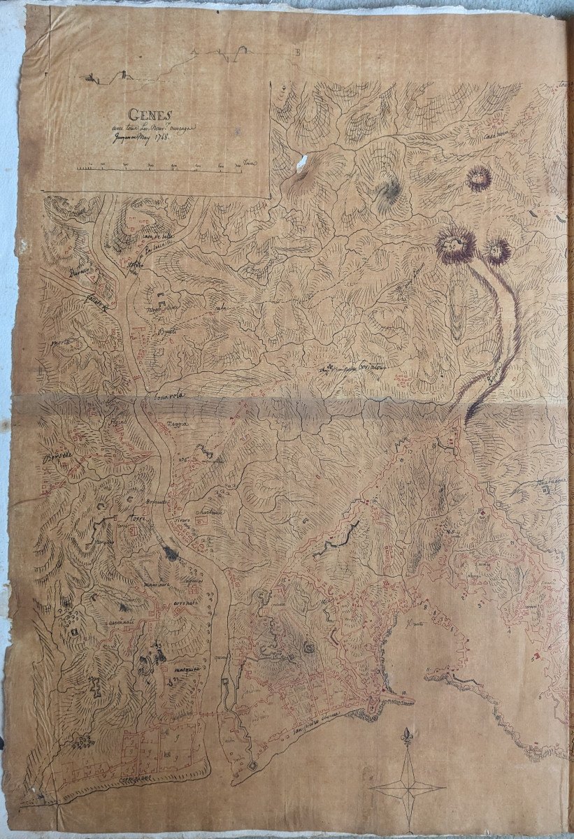 Carte de Gênes manuscrite sur calque de 1748-photo-3