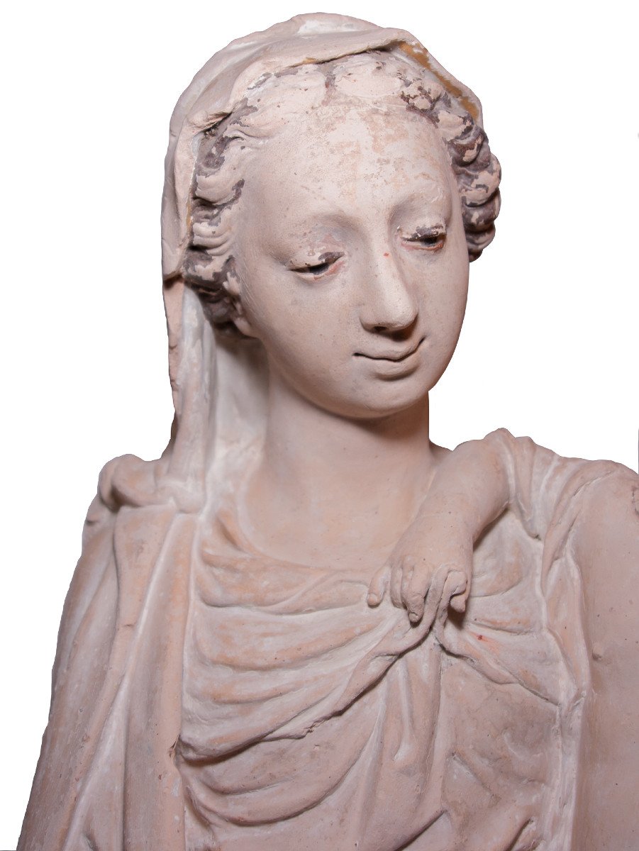 Vierge à l'Enfant en terre cuite de l'atelier de Charles Hoyau vers 1620-1640-photo-4