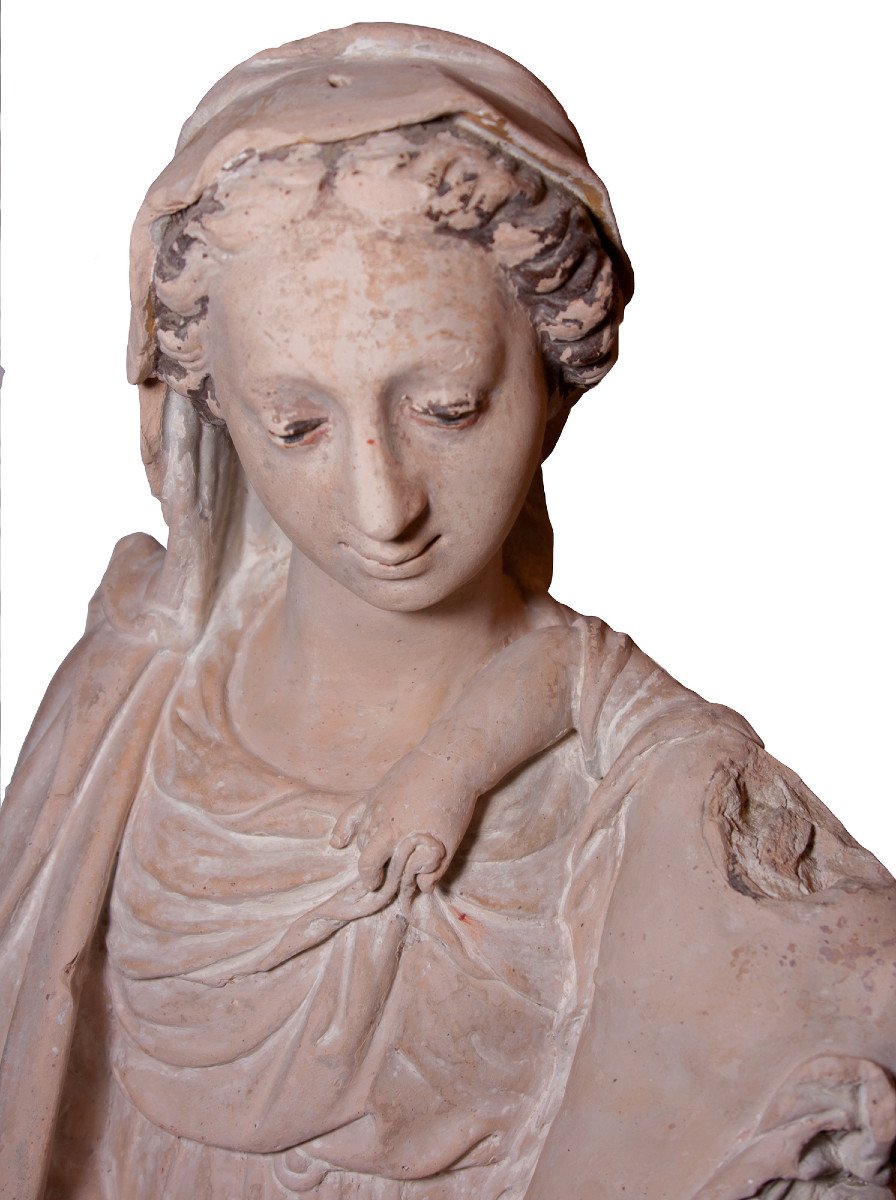 Vierge à l'Enfant en terre cuite de l'atelier de Charles Hoyau vers 1620-1640-photo-1