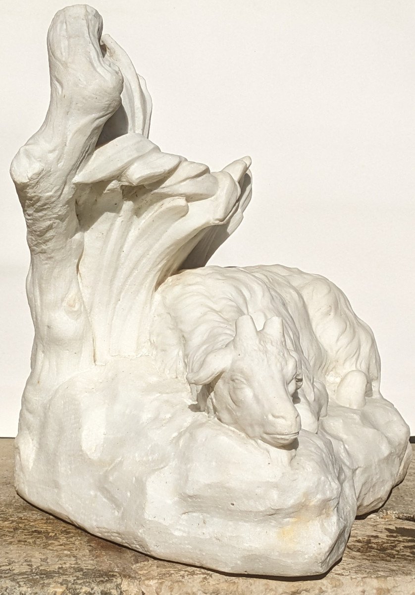 White Marble Sculpture Representing A Goat.-photo-2